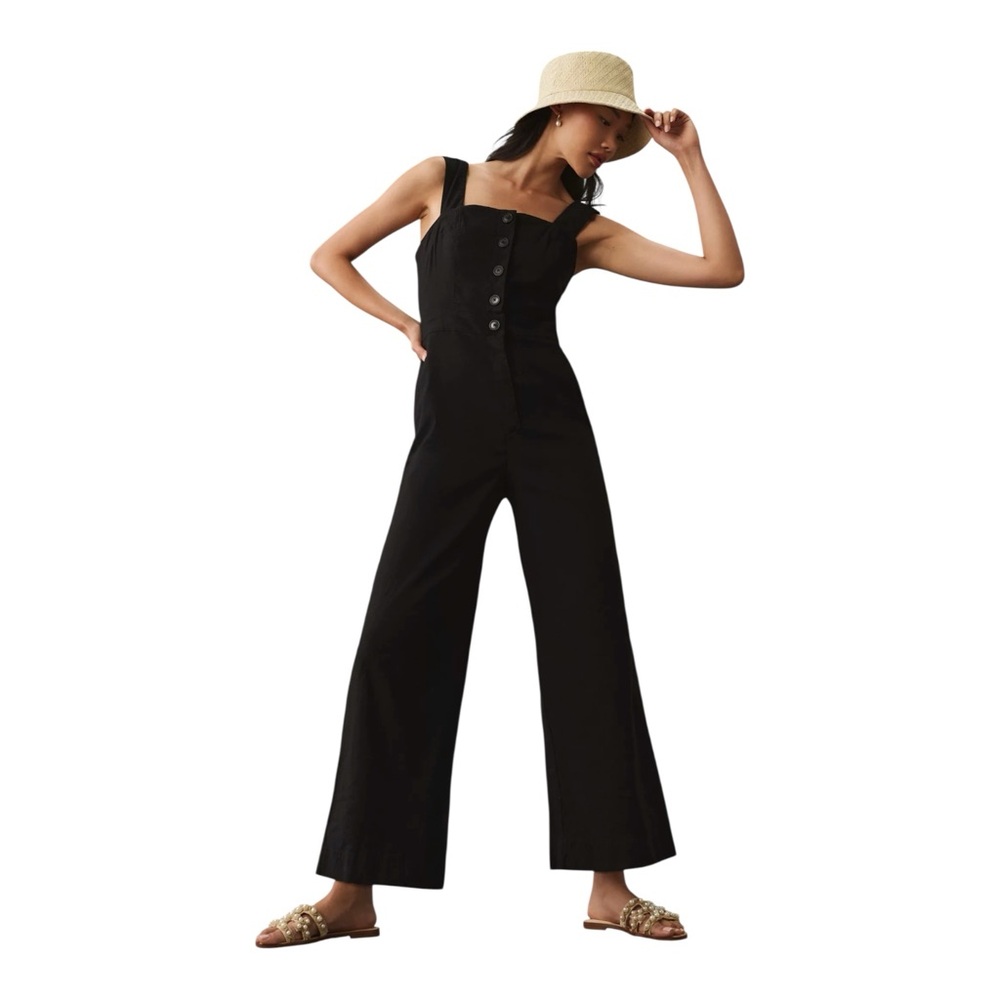 NWT Anthropologie Button-Front Jumpsuit by Maeve The Colette Size 6 EU 38 Black - Picture 4 of 10